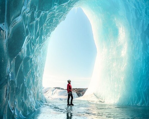 Massive glacier ice field reflecting in a cold Patagonian lake